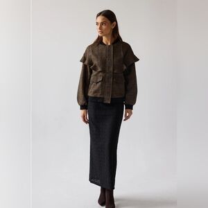 NEW Joe Benbasset Black Midi Skirt with Maxi Lace Overlay